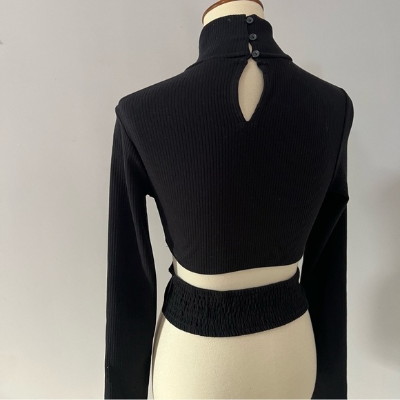 Porsha Williams black two piece co ord set turtleneck crop top maxi skirt fitted - Picture 6 of 13